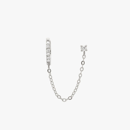Chained Pavé Huggie x CZ Stud