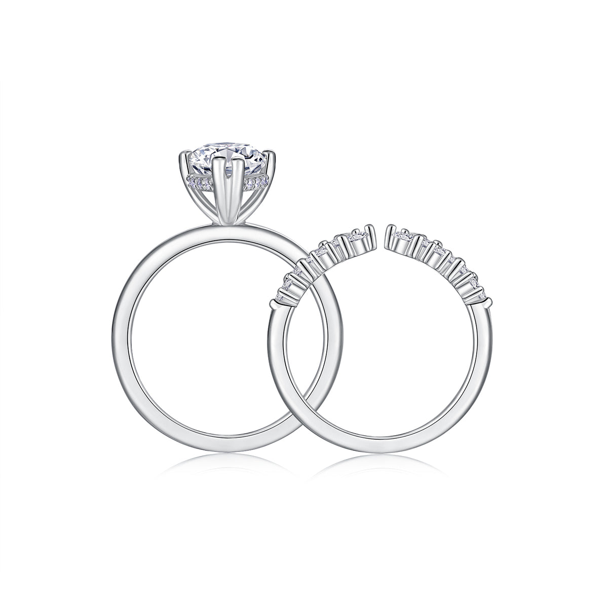 3CT Marquise Cut Moissanite Lace Band Ring Set | Hidden Halo Design |
