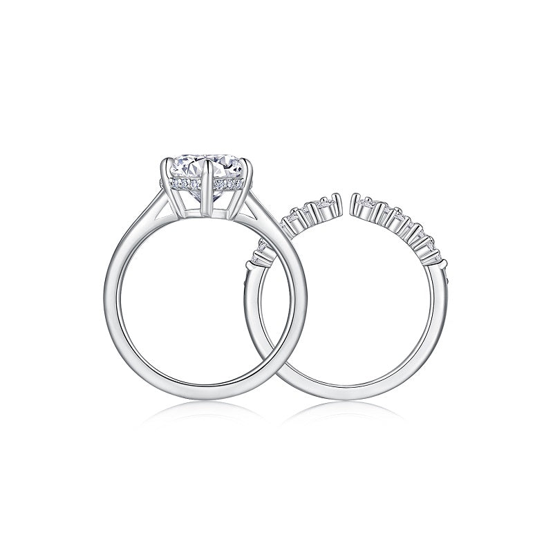 3CT Round Cut Moissanite Lace Band Ring | Hidden Halo |