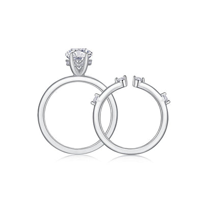 3CT Marquise Cut Moissanite Open Band Ring Set | Stackable Modern Design |