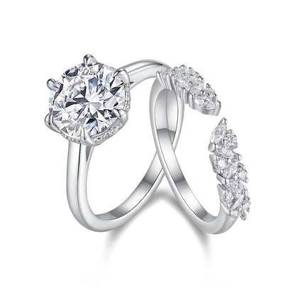 3CT Round Cut Moissanite Lace Band Ring | Hidden Halo |