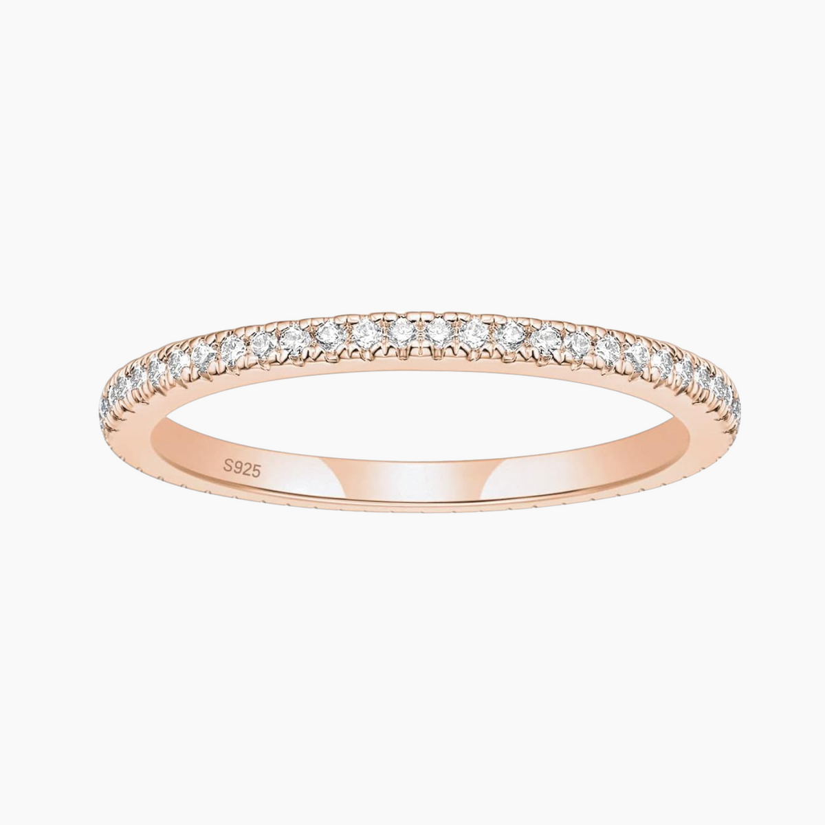 2mm Sterling Silver Full Pave Cubic Zirconia Eternity Ring