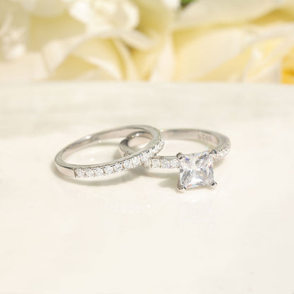 2CT 925 Sterling Silver Princess Cut Engagement Ring