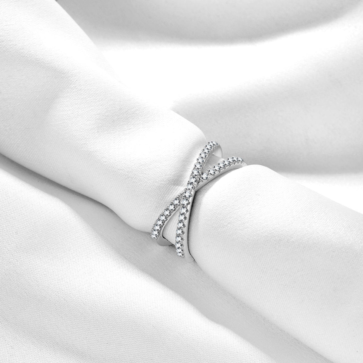 criss cross rings, sterling silver rings, Eamti, womens eternity ring, sterling silver eternity band, cz engagement ring set, silver eternity ring, cross eternity ring