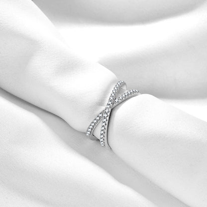 criss cross rings, sterling silver rings, Eamti, womens eternity ring, sterling silver eternity band, cz engagement ring set, silver eternity ring, cross eternity ring