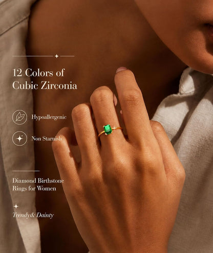 emerald-inspired green cubic zirconia ring