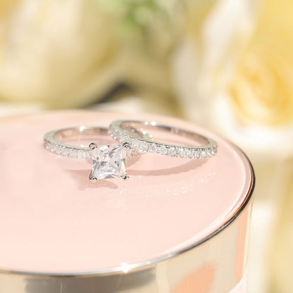 2CT 925 Sterling Silver Princess Cut Engagement Ring