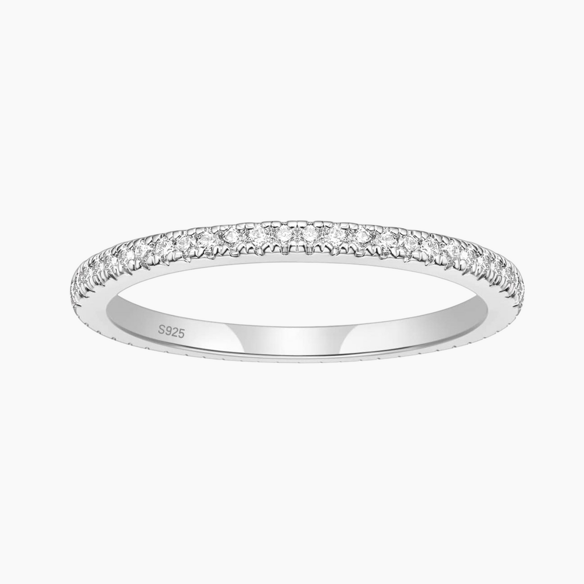 2mm Sterling Silver Full Pave Cubic Zirconia Eternity Ring