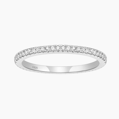 2mm Sterling Silver Full Pave Cubic Zirconia Eternity Ring