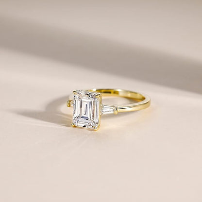 3CT 925 Sterling Silver Emerald Cut CZ Engagement Ring