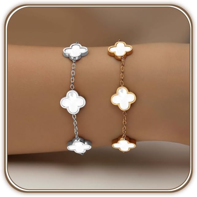18K gold-plated double-sided clover bracelet – image 13