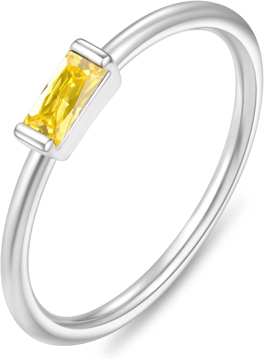 dainty silver birthstone stackable ring – product image 11