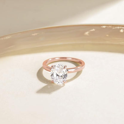3CT Oval Cut Solitaire Cubic Zirconia Promise Ring