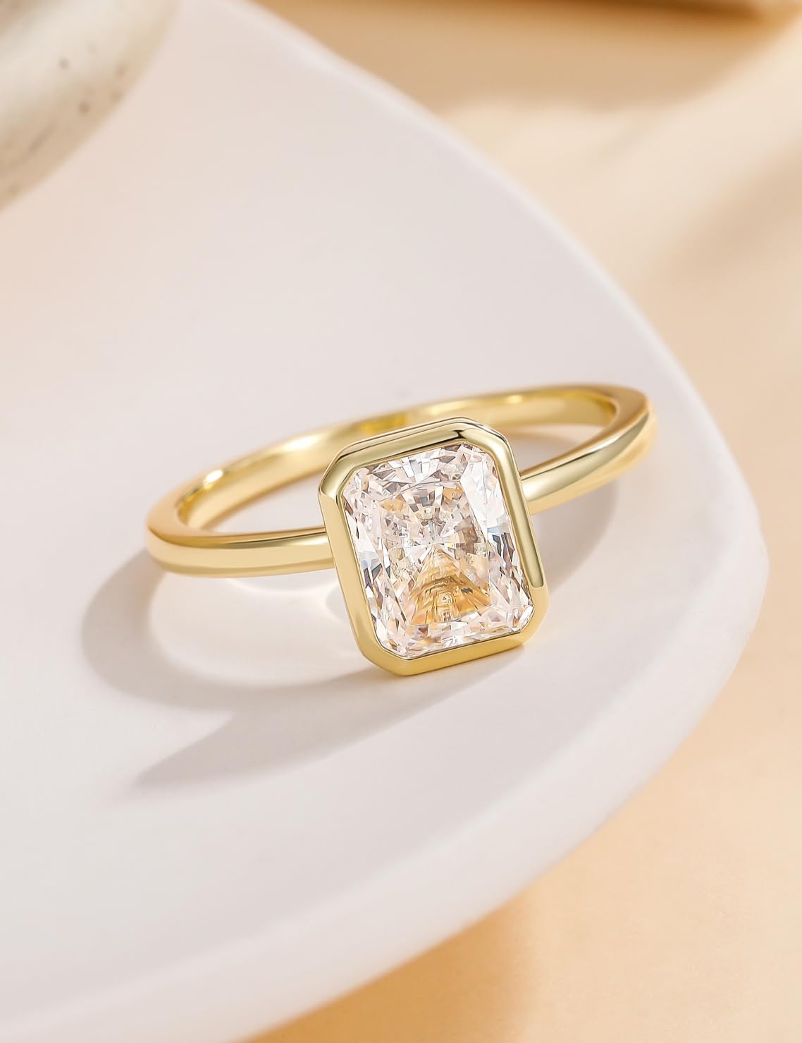 Radiant Cut Bezel Travel Engagement Ring – product view 3