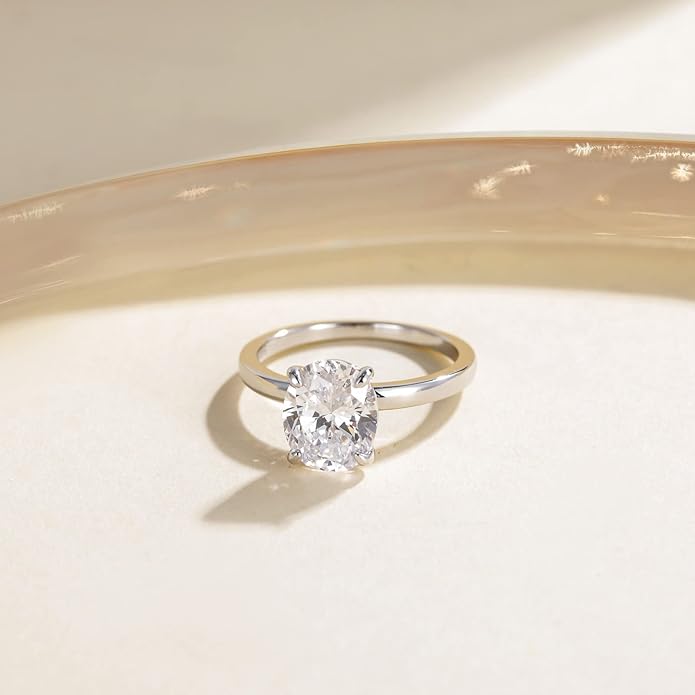 3CT Oval Cut Solitaire Cubic Zirconia Promise Ring