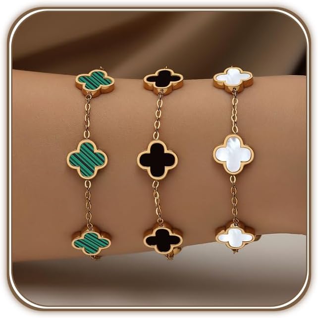 double-sided four-leaf clover bracelet set – image 9
