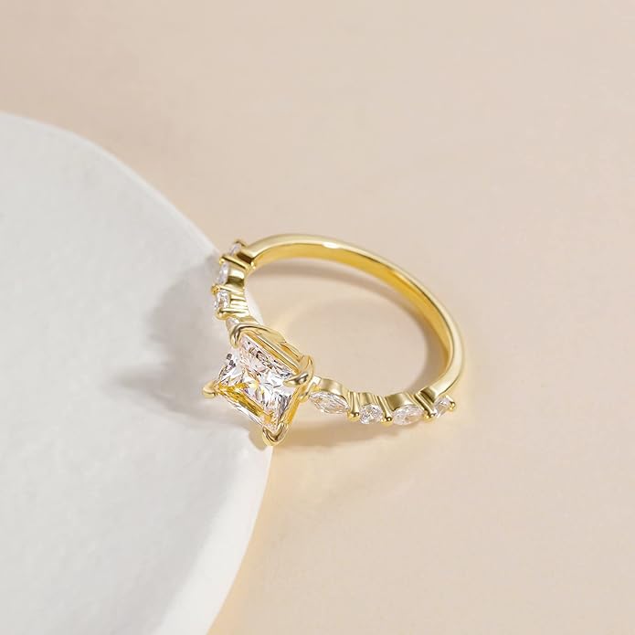 2CT Princess Cut Sterling Silver CZ Solitaire Ring