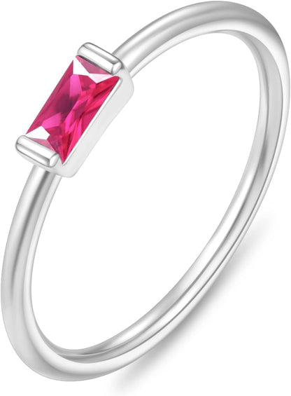 dainty silver birthstone stackable ring – product image 16