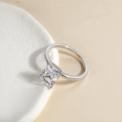 3CT Radiant Cut Solitaire Cubic Zirconia Wedding & Engagement Promise Rings