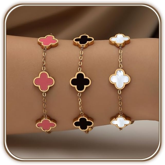 18K gold-plated double-sided clover bracelet