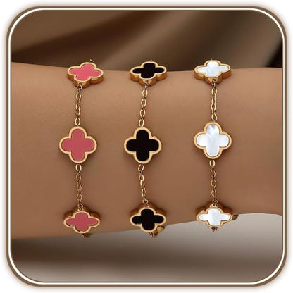 18K gold-plated double-sided clover bracelet