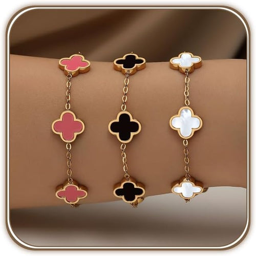 18K gold-plated double-sided clover bracelet