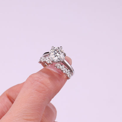 3CT Round Cut Moissanite Lace Band Ring | Hidden Halo |