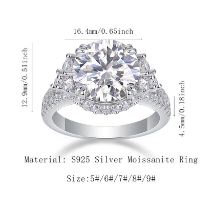 Luxury 5 Carat Round Cut Moissanite Engagement Ring