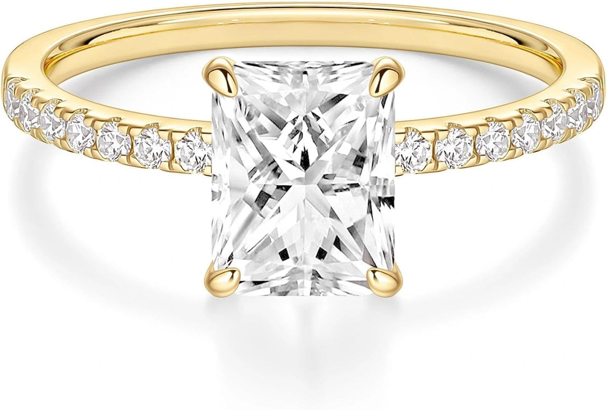 Radiant Cut Engagement Ring – Gold or Silver Tone