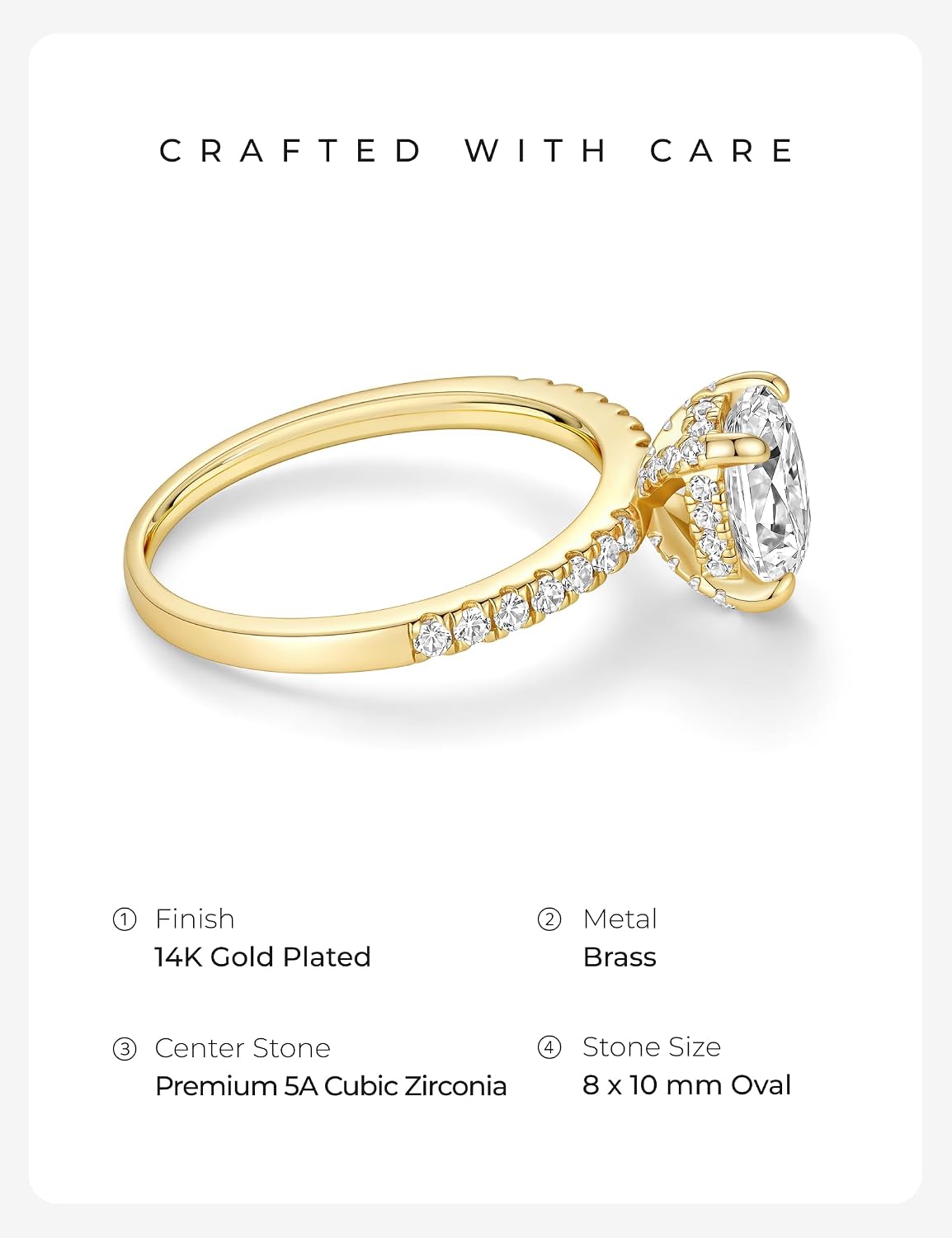 Oval Cut Brass Engagement Ring – product view 2
