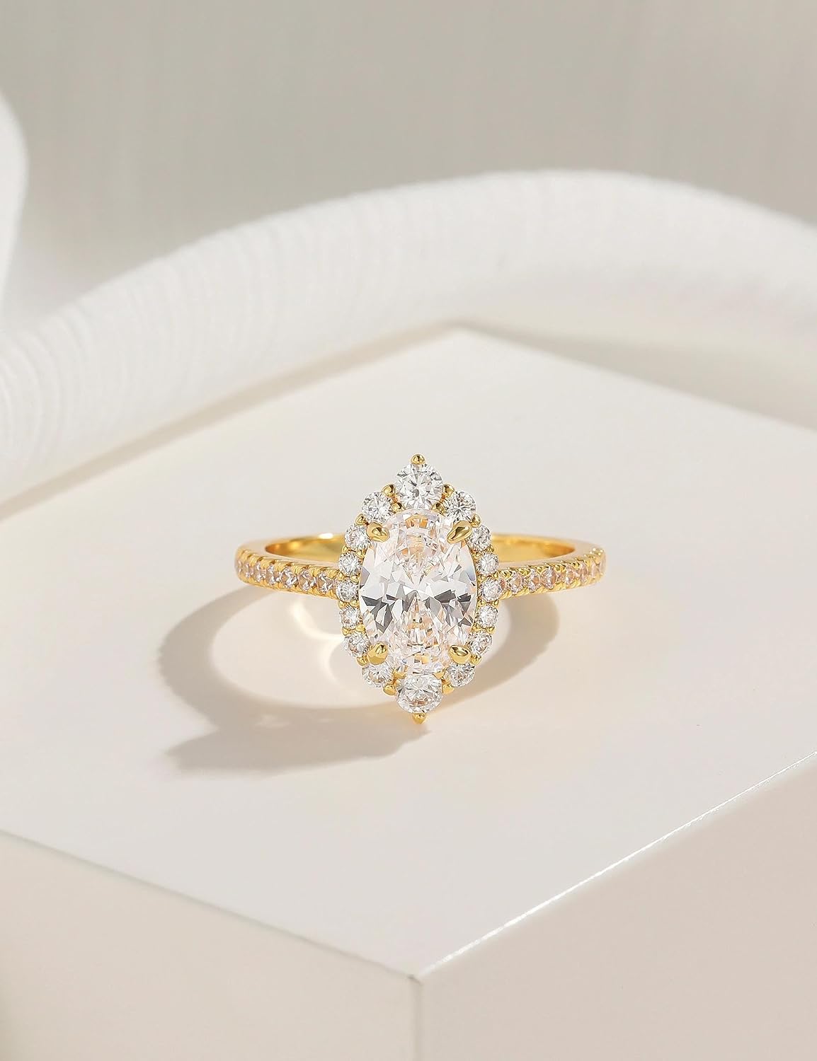 3 ct Oval Cut CZ Halo Engagement Ring – product view 4