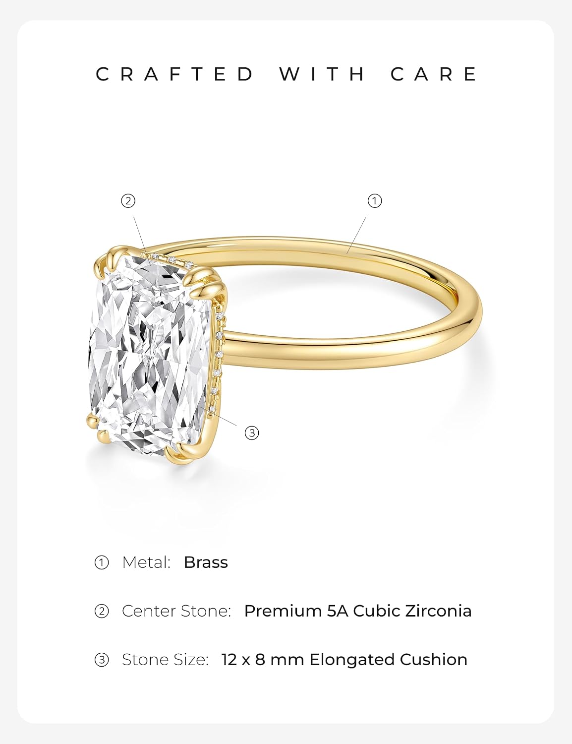 Elongated Cushion Cut Engagement Ring – product view 2