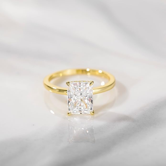 3CT Radiant Cut Solitaire Cubic Zirconia Wedding & Engagement Promise Rings