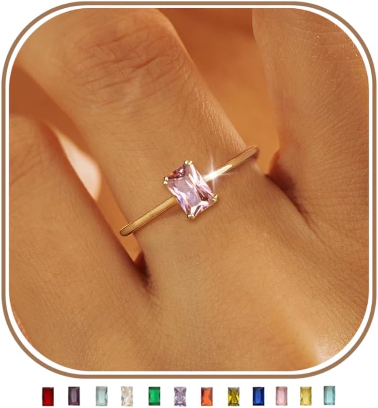 14K gold-plated green CZ stackable ring – product image 16