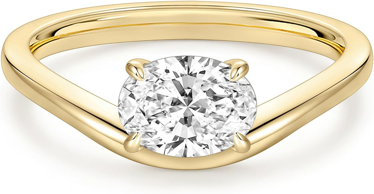 1.5 ct Oval Cut Curved Wedding Ring Set