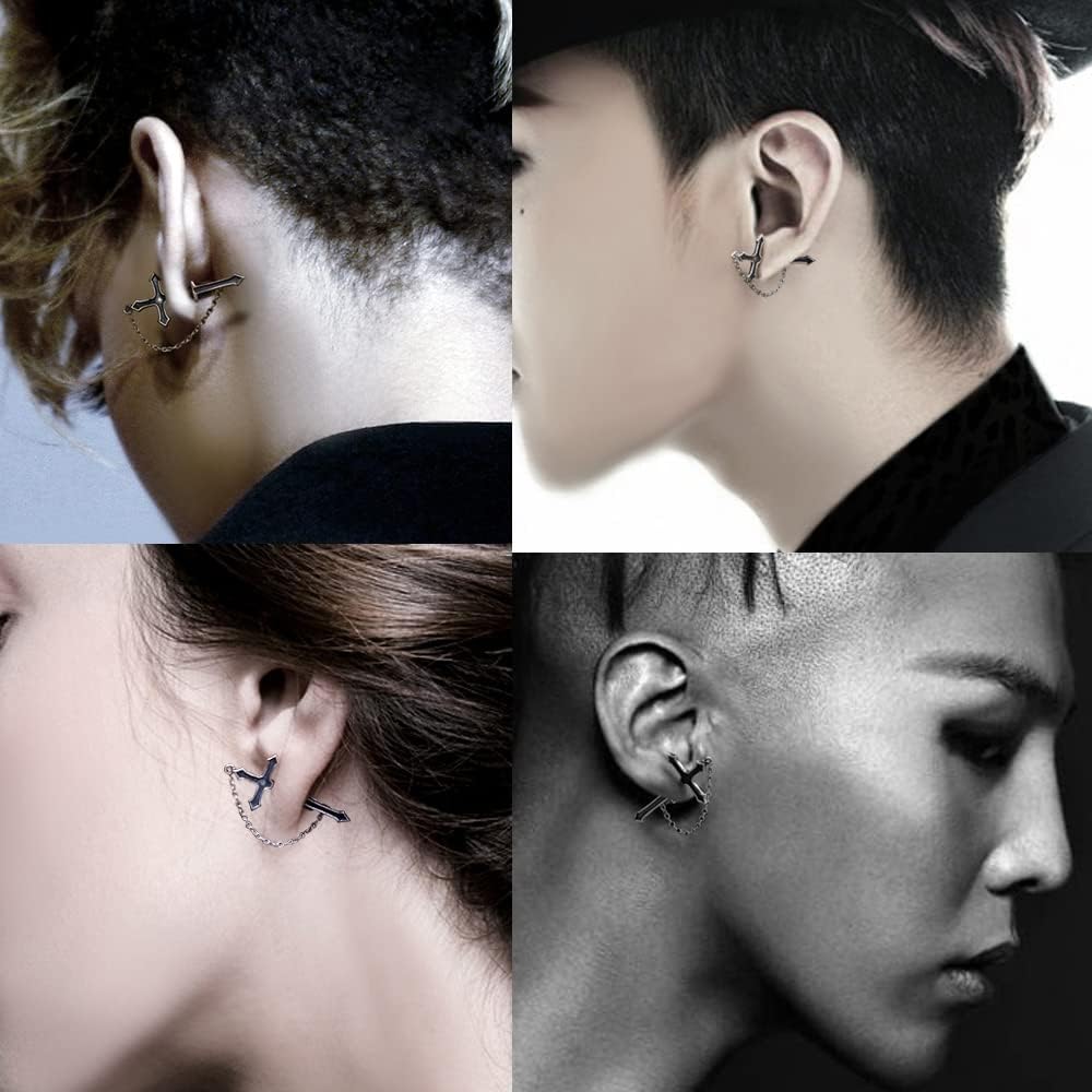 black Y2K skull and axe earrings