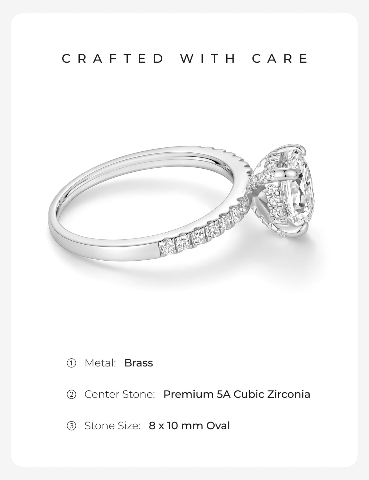 Oval Cut Brass Engagement Ring – product view 8