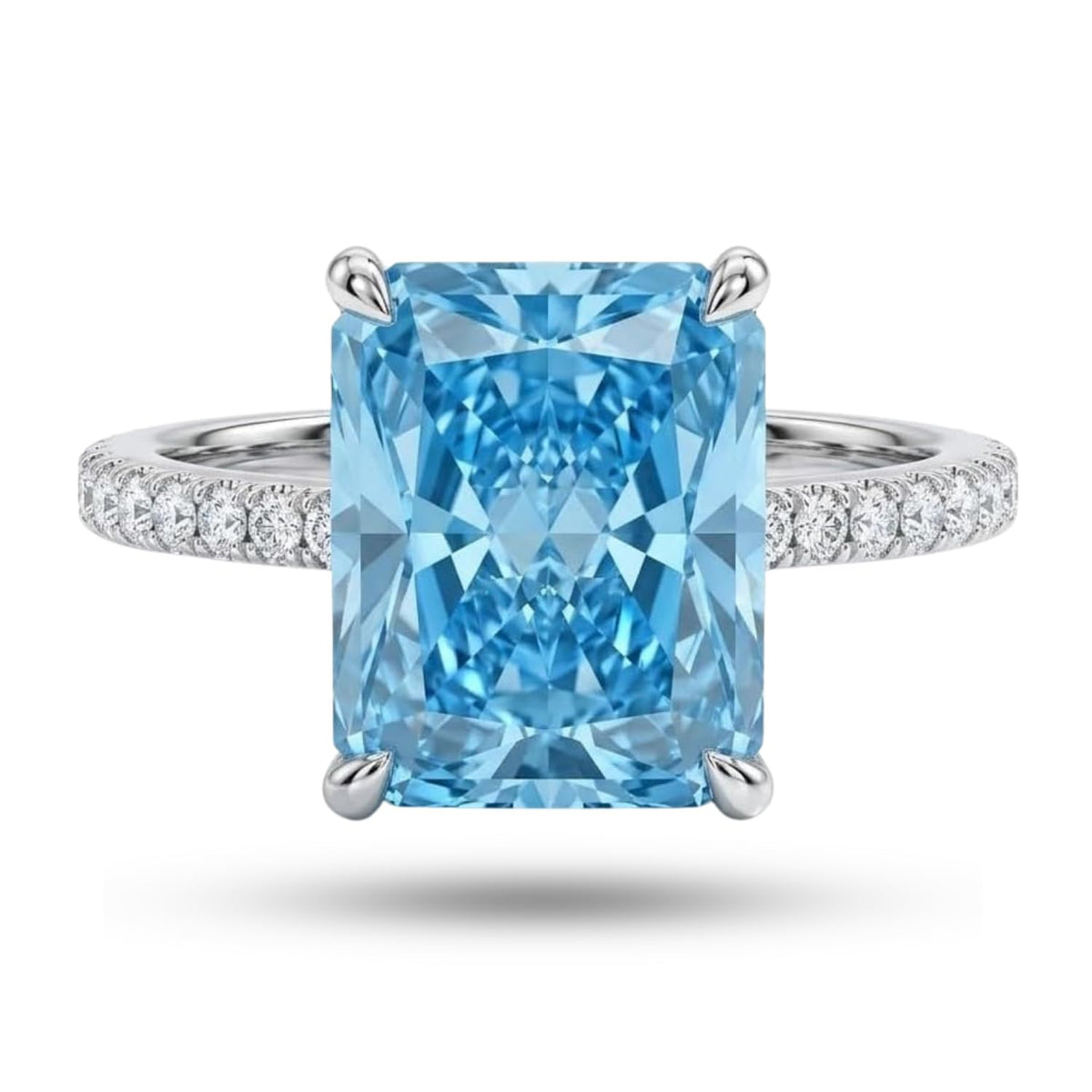 4 CT Radiant Cut Crushed Ice Cubic Zirconia Engagement Ring for Women, Hidden Halo 925 Sterling Silver Platinum Plated Promise Ring, Three Stone Statement Ring, Available in 5 Colors