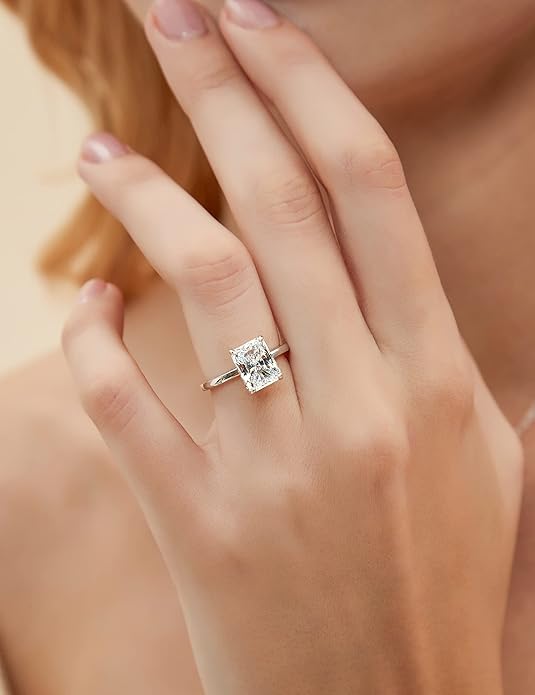 3CT Radiant Cut Solitaire Cubic Zirconia Wedding & Engagement Promise Rings