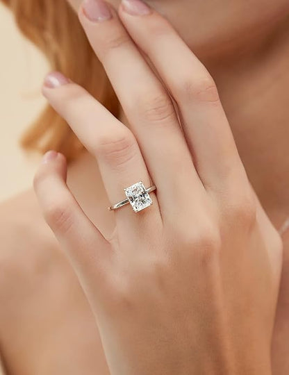 3CT Radiant Cut Solitaire Cubic Zirconia Wedding & Engagement Promise Rings