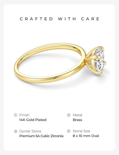 Oval Cut Engagement Ring – Gold or Silver Tone – product view 2