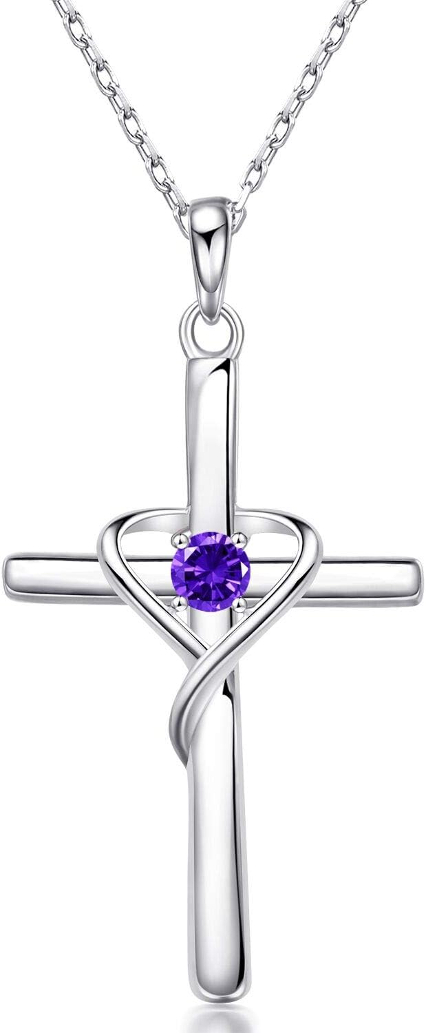 S925 cross birthstone necklace with 5A CZ – product image 13