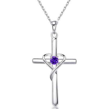 birth-month-inspired CZ cross necklace – product image 34