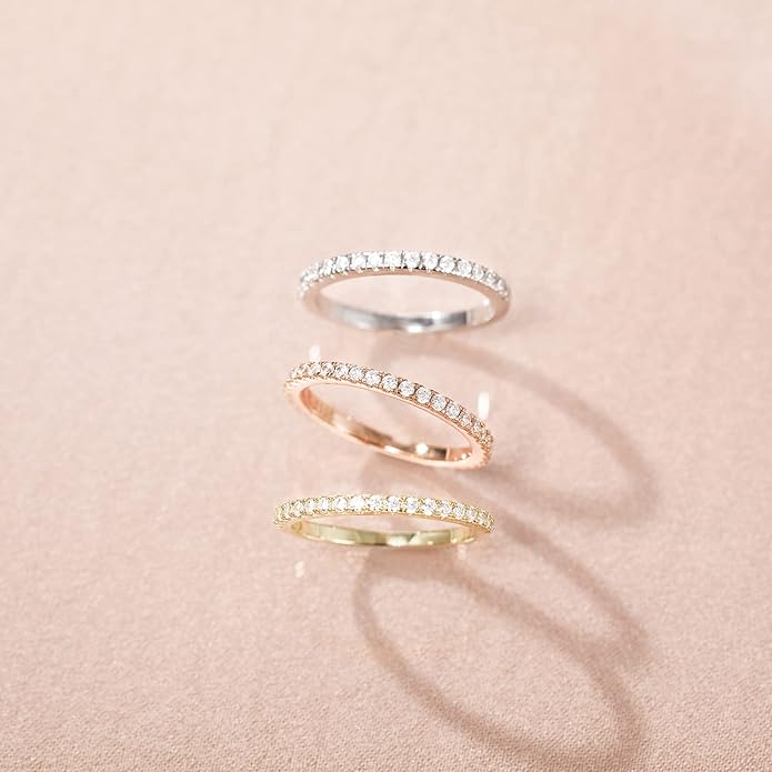 2mm Sterling Silver Full Pave Cubic Zirconia Eternity Ring