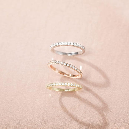 2mm Sterling Silver Full Pave Cubic Zirconia Eternity Ring