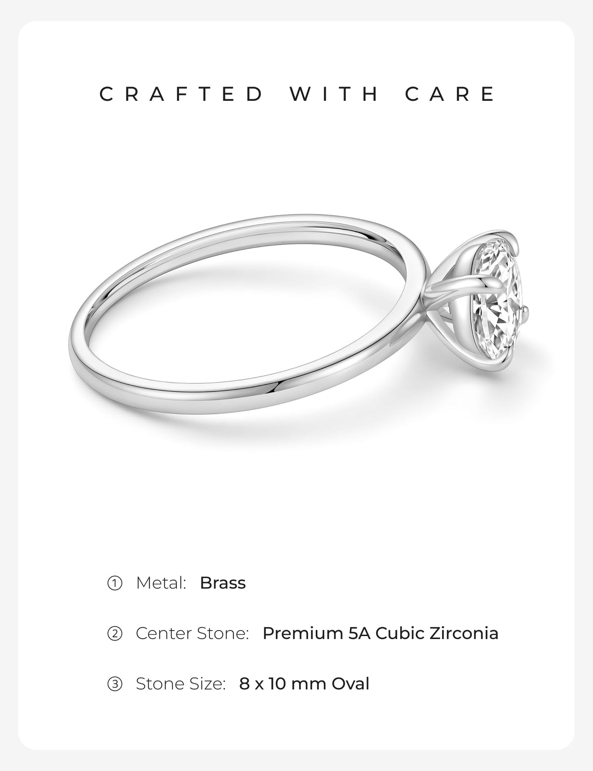Oval Cut Engagement Ring – Gold or Silver Tone – product view 8