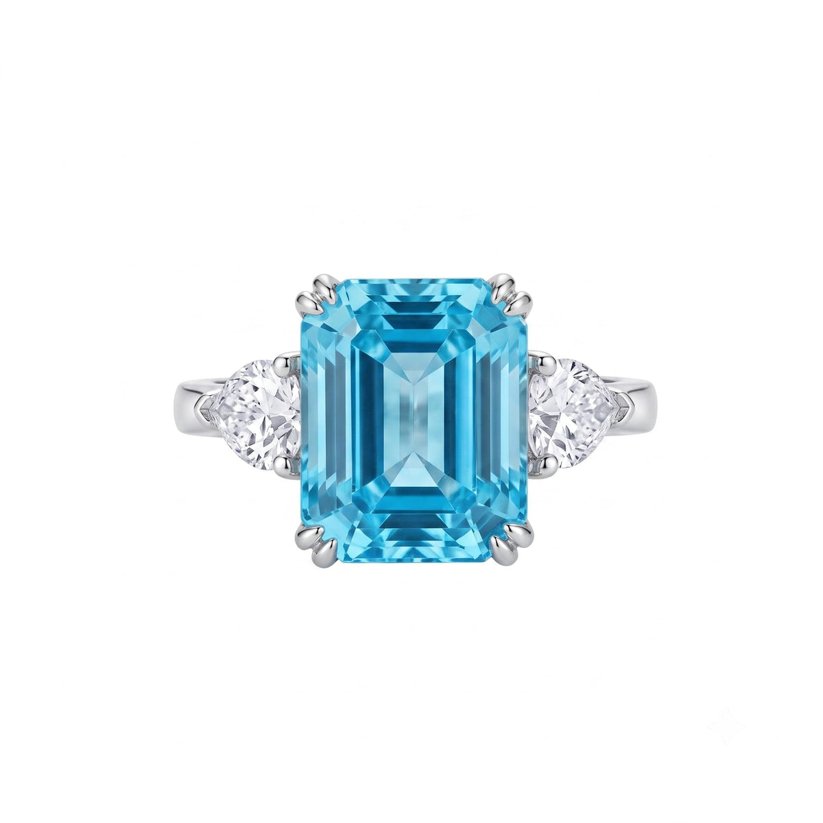 4 Carat Pink Asscher Cut CZ Engagement Ring for Women, Three Stone 925 Sterling Silver Promise Ring with Platinum Plating, Wedding Ring, Cocktail Ring, Pink Ring, Anniversary Jewelry Gift, Diamond Alternative