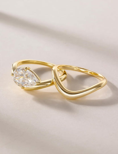 Teardrop Curved Wedding Ring Set – product view 6