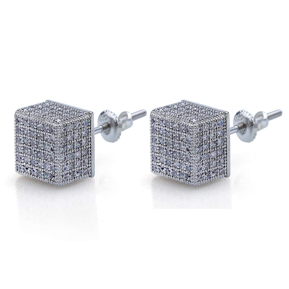 S925 square screw-back CZ stud earrings – product image 31