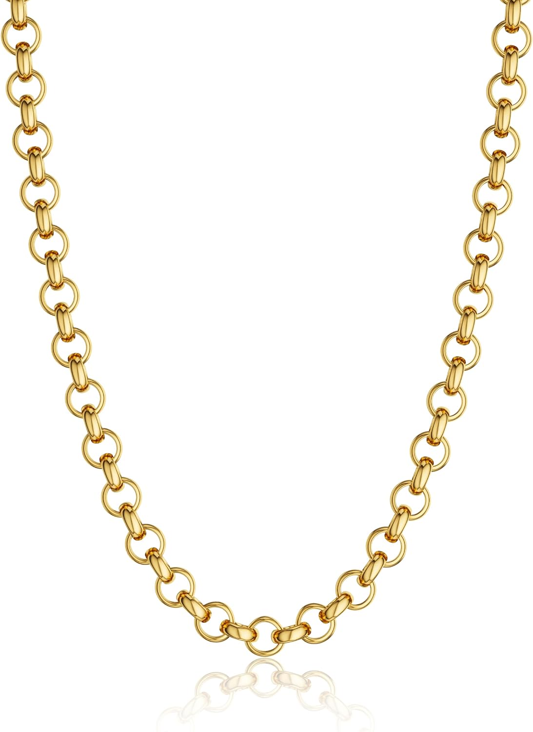 Gold Necklace for Women, 14K Gold Plated Chunky Chain Necklace